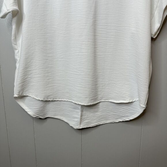 Jolie Made In Usa Sz S Relaxed Oversized White Hi Low Blouse Sleeve Shirt - Picture 5 of 10